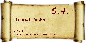 Simonyi Andor névjegykártya